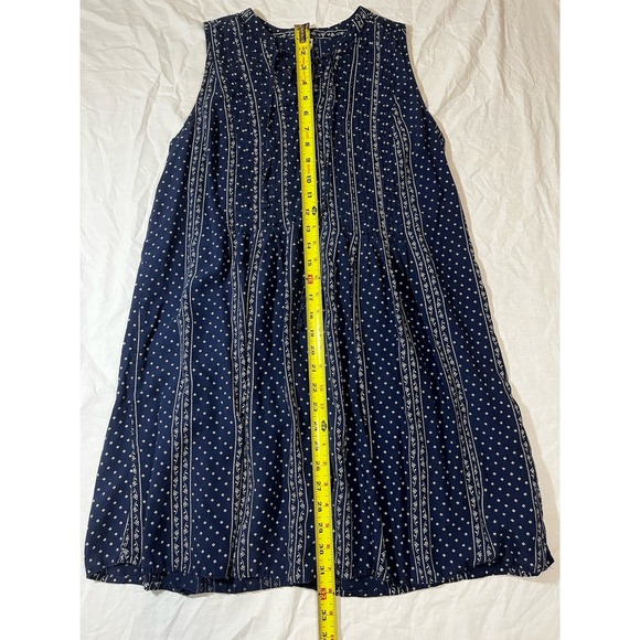 Old Navy Women's Navy Blue White Print Sleeveless Lace Up A-Line Dress Size S - Picture 6 of 7